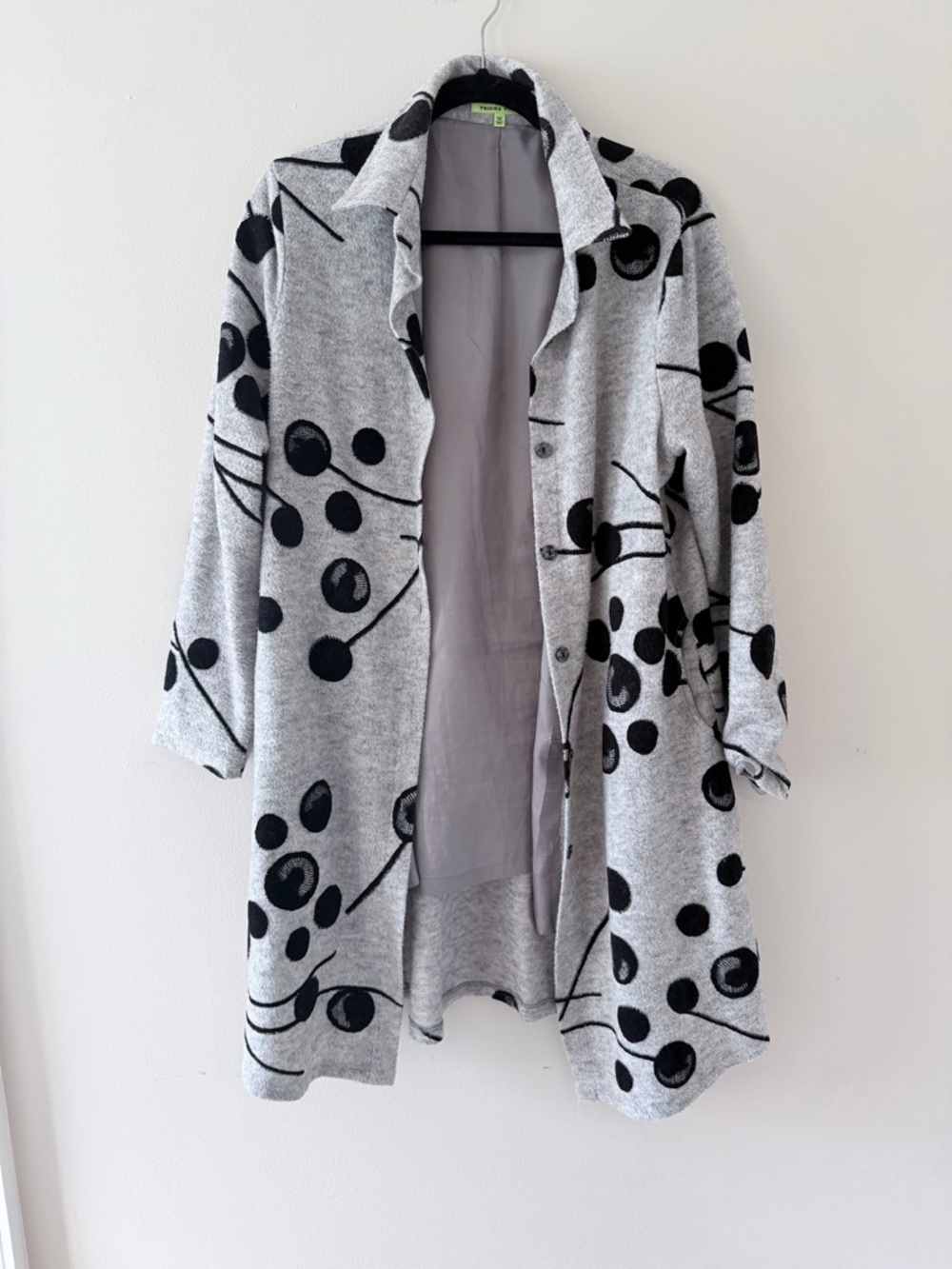 Grey and Black Floral Longline Cardigan